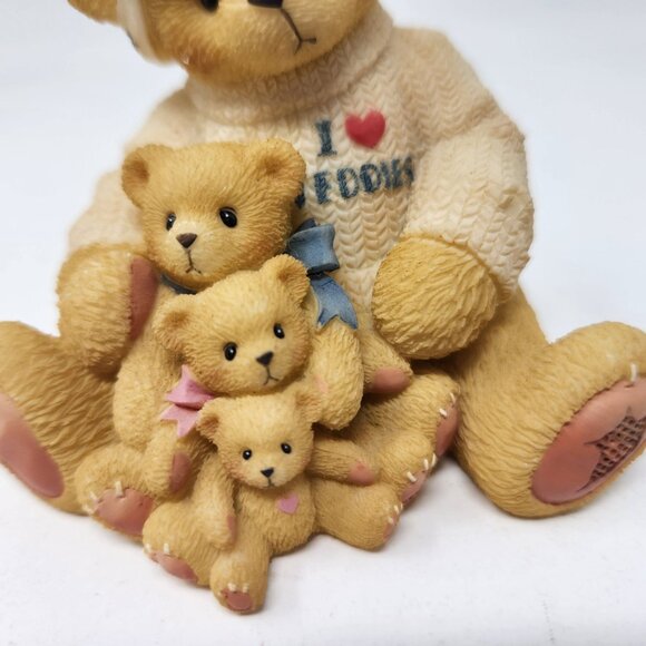 1998 Cherished Teddies 302988 Bear with Bow Holding Three Bears Figurine "If a M - Picture 4 of 12